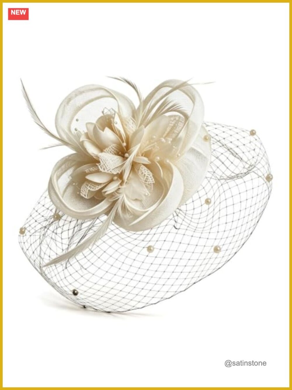 Floral Feather Fascinator Headband Hair Clip for Wedding Party